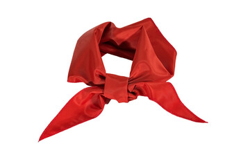 Silk scarf or red tie isolate on white background.