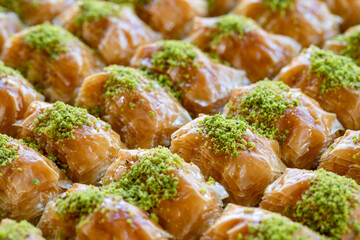 Pistachio baklava. Traditional Middle Eastern Flavors. The local name of Baklava is Fıstıklı...