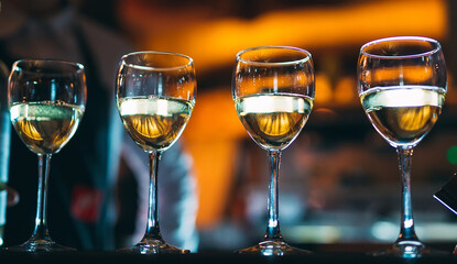 Glasses of wine on the counter