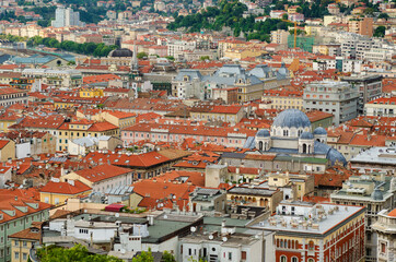 Fototapeta na wymiar Panorama of Trieste old city.