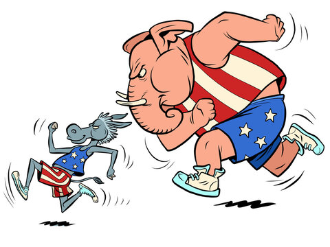 republicans and democrats donkey and elephant