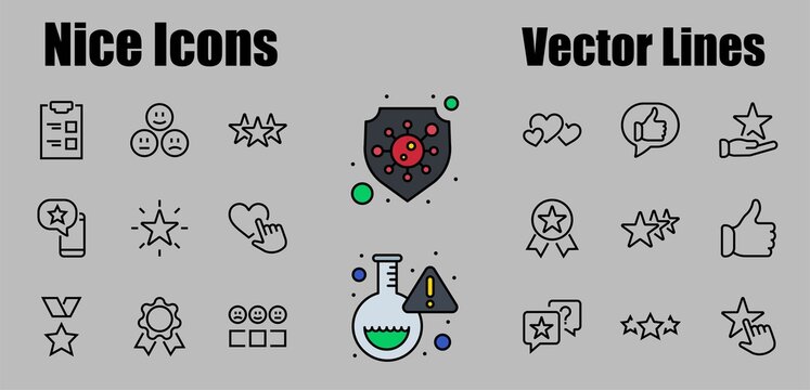 Simple Set Feedback, Reviews Thin Line Icons. Evaluation, Review, STAR, LIKE And Much More, Editable Stroke. Vector Illustration