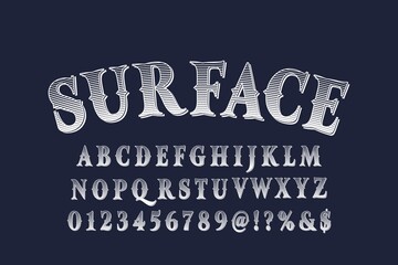 vector alphabet vintage font, typeface design, blue style background