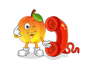 apricot call mascot. cartoon vector