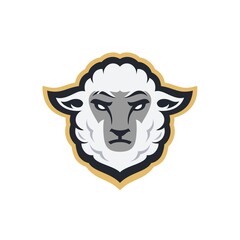 angry wild white sheep head sport mascot design character for gaming team or college club, modern cartoon style Illustration design of goat head isolated on white background.