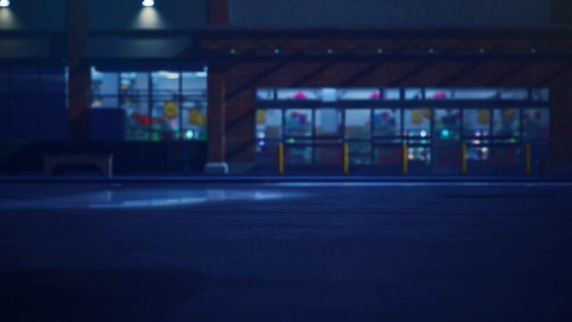 night supermarket parking outside view