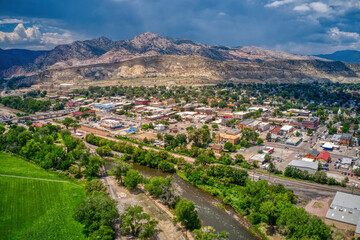 Fototapeta na wymiar Aerial View of Canon, City in Colorado on the Arkansas River