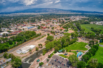 Fototapeta na wymiar Aerial View of Canon, City in Colorado on the Arkansas River