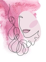 Line art abstract beautiful female face