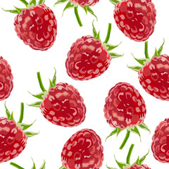 Raspberry  seamless pattern. Berry background