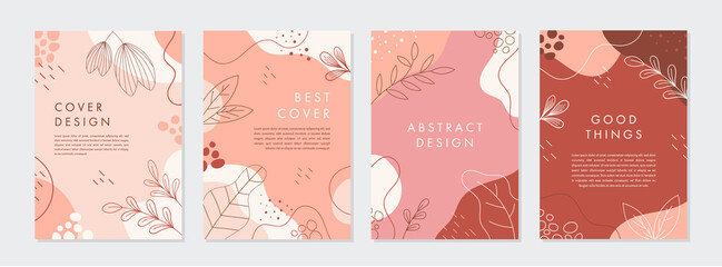 Set of abstract creative artistic templates with spring season concept. Universal cover Designs for Annual Report, Brochures, Flyers, Presentations, Leaflet, Magazine.