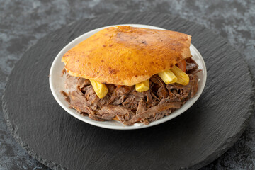 Meat Doner between bread. Local name tombik döner