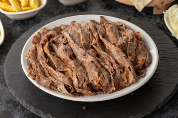 Turkish kebab doner on dark background