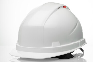 white construction worker's helmet on a white background with preserved paths