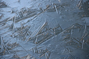 Eindrucksvolle Eiskristalle auf  zugefrorenem See