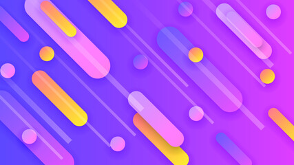 Abstract Colorful Gradient Background With Color Wavy Geometric Figures of Different Shapes And White Lines, Vector Design Style