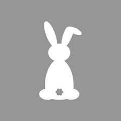 White easter rabbit. Easter Bunny on gray background