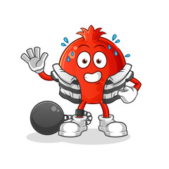pomegranate criminal vector. cartoon character