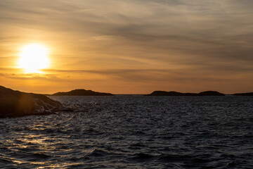 Sun sets in the Atlantic ocean. Shot in Sweden, Scandinavia