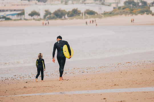 Father and son after surfing