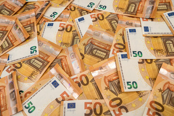 50 fifty euro money as background