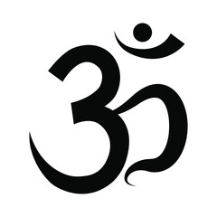 Ancient Hindu mantra OM. Yoga symbol. Vector illustration in graphic style.