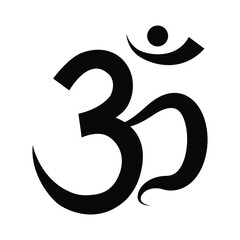Ancient Hindu mantra OM. Yoga symbol. Vector illustration in graphic style.