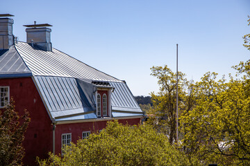 reflection from roof of old house