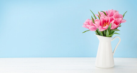 Pink tulip flowers bouquet