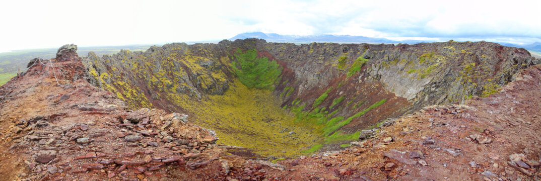 Look into crater of Eldborg volcano