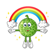 melon with a rainbow mascot. cartoon vector