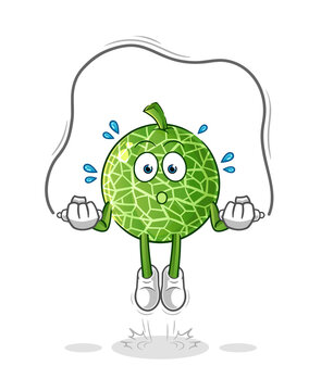 recommend clip art: melon jump rope exercise illustration. character vector