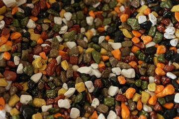 Delicious multicolored candies texture. Tasty sweets close up.