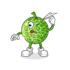 melon with paper plane character. cartoon mascot vector