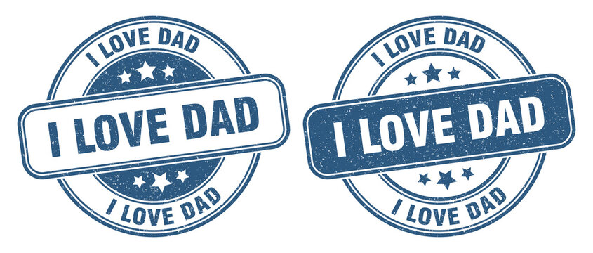 i love dad stamp. i love dad label. round grunge sign