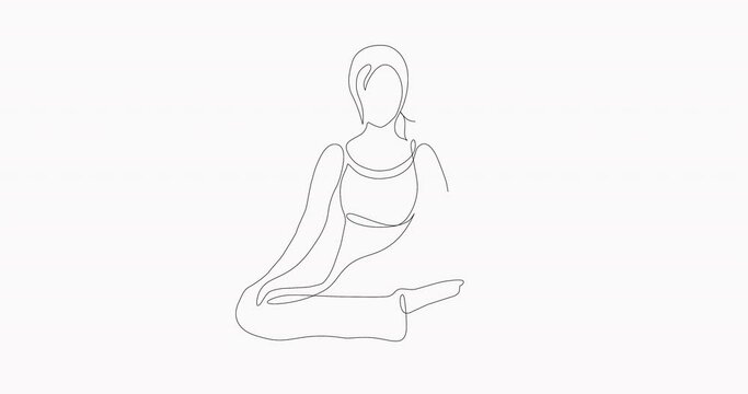Self Drawing of one line Vector Yoga Lotus Pose. Self-drawing a simple animation of one continuous line. 4K Stock video Animated sketch vector drawing. Traditional Relaxation Pose.