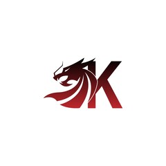 Letter K logo icon with dragon design vector