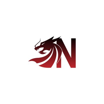 Letter N logo icon with dragon design vector