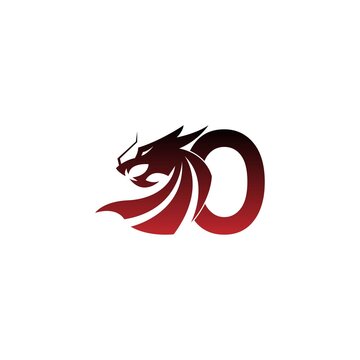 Letter O logo icon with dragon design vector