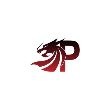 Letter P logo icon with dragon design vector