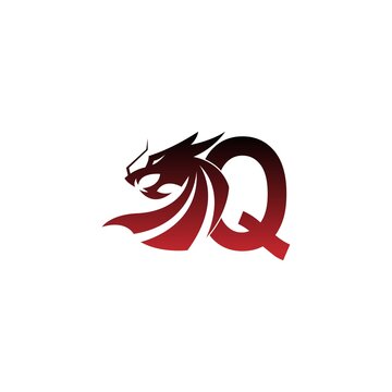 Letter Q logo icon with dragon design vector