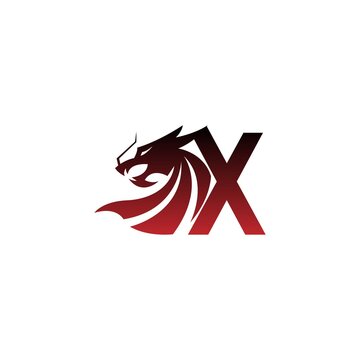 Letter X logo icon with dragon design vector