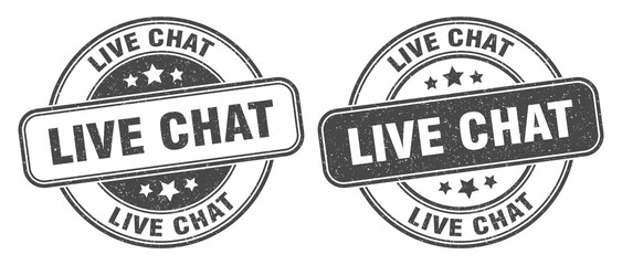 live chat stamp. live chat label. round grunge sign