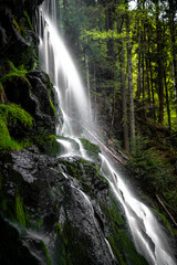 Fototapeta premium A beautiful waterfall in the forest during springtime.