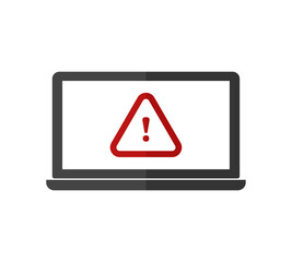 Error on computer monitor on white isolated background.