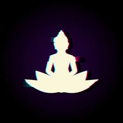 silhouette of yoga in meditation in glitch effect