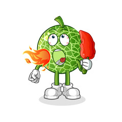 melon eat hot chilie mascot. cartoon vector