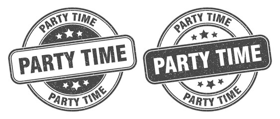 party time stamp. party time label. round grunge sign