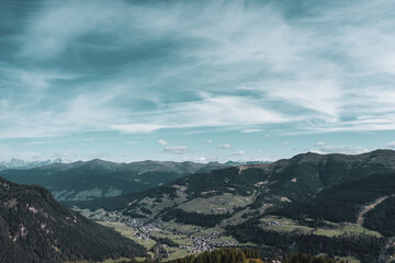 panoramic view of the Sesto Dolomites ..Drone photography.