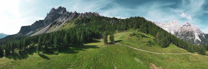 Fototapeta premium panoramic view of the Sesto Dolomites ..Drone photography.